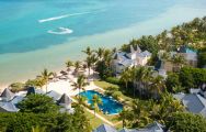 The Heritage Le Telfair Golf  Spa Resort's picturesque ariel view in pleasing Mauritius.