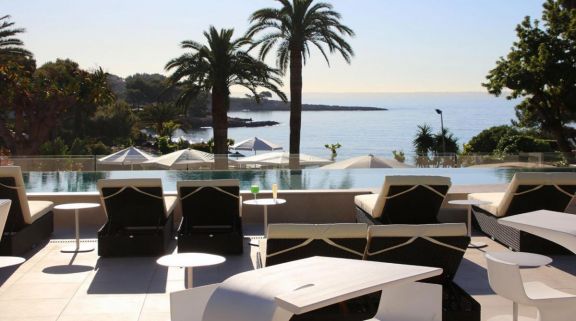 The Son Caliu Hotel  Spa Oasis's picturesque sea view pool situated in stunning Mallorca.