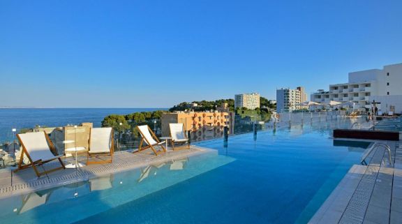 View INNSIDE Calvia Beach's picturesque sea view pool within dazzling Mallorca.