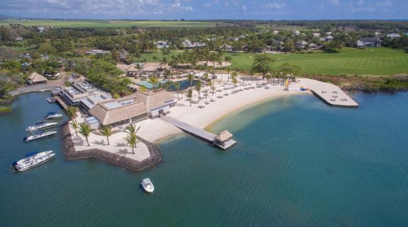 View Anahita Golf  Spa Resort's impressive ariel view situated in incredible Mauritius.